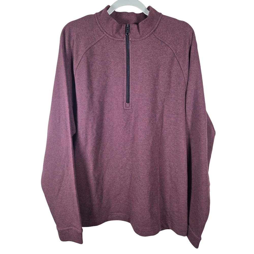 Public Rec Mens Pima Cotton Quarter Zip Pullover Burgundy Heather XL Athleisure